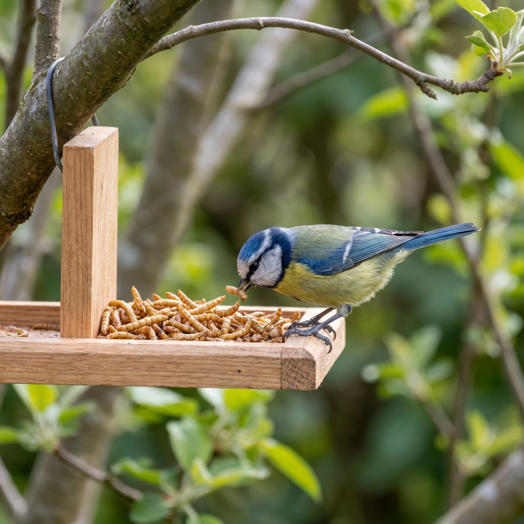 wild birds, blue bird, eating mealworms