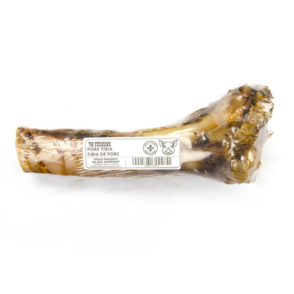 Pork Tibia bone wrapped in plastic