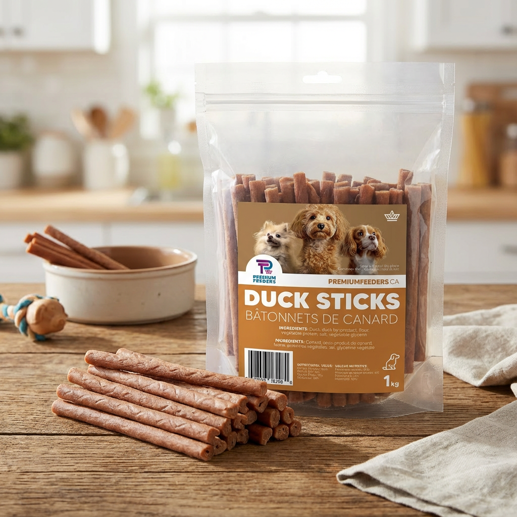 Duck sticks dog treats made with real duck protein