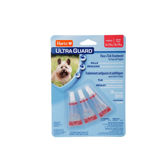 Flea and Tick Treatment for Dogs and Puppies - 6kg to 14kg - Premium Feeders - Hartz - Dog Flea & Tick